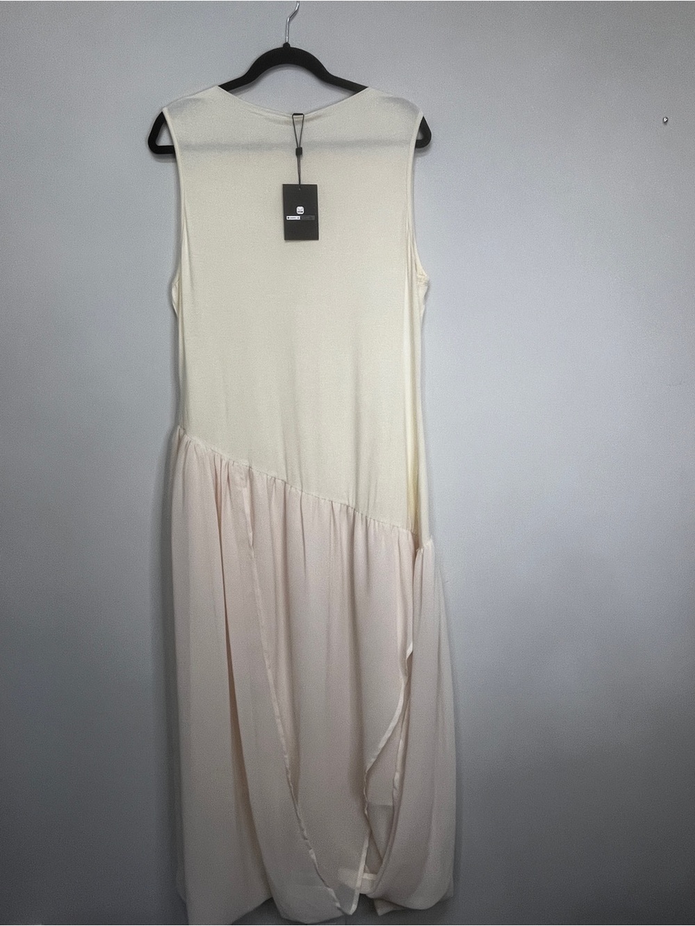 Sleeveless Cream Two-Tone Maxi Dress